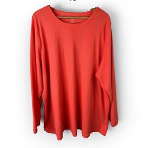 Woman Within Coral Waffle Knit Long Sleeve Shirt Womens 2X 26/28 Crewneck Top